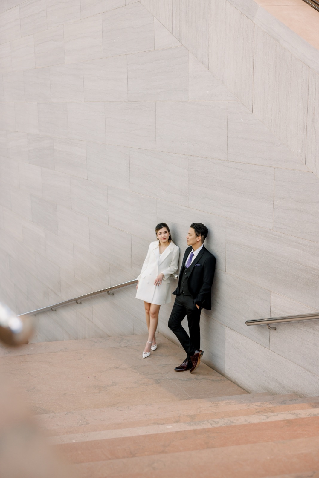 Engagement session on the East Building marble staircase at the National Gallery of Art, Washington DC by Kevin Socola Films